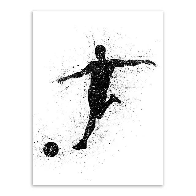 202406WYJ1334 Dynamic Watercolor Soccer Player Canvas Painting Abstract Sport Wall Art Print for Modern Man Bedroom Home Decor