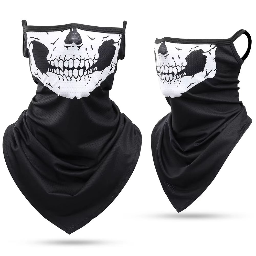 3D Skull Summer Bandana Hanging Ear Triangle Scarf Cycling Hiking Hunting Fishing Sports Bicycle Face Mask Neck Gaiter Men Women