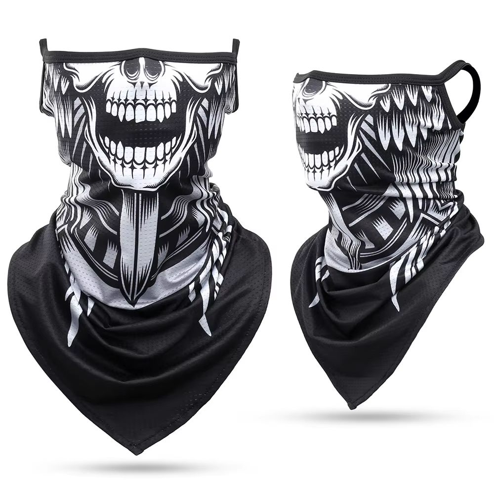 3D Skull Summer Bandana Hanging Ear Triangle Scarf Cycling Hiking Hunting Fishing Sports Bicycle Face Mask Neck Gaiter Men Women