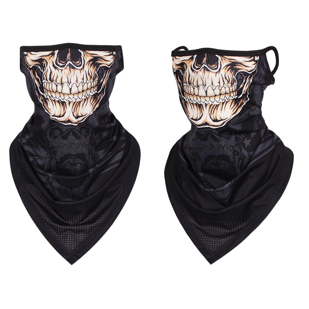 3D Skull Summer Bandana Hanging Ear Triangle Scarf Cycling Hiking Hunting Fishing Sports Bicycle Face Mask Neck Gaiter Men Women