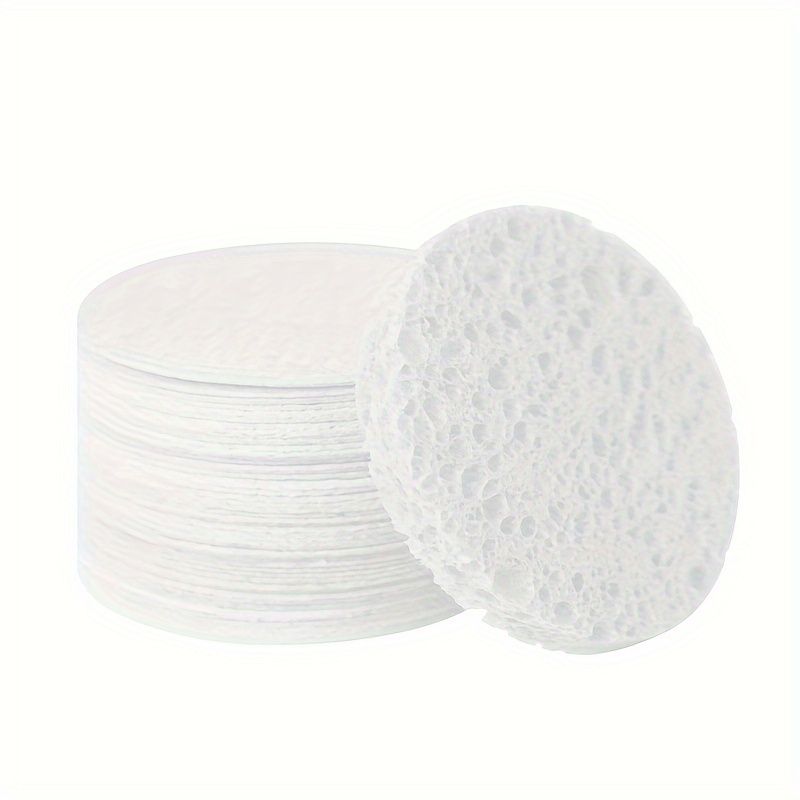 10pcs Round Facial Cleansing & Exfoliating Compressed Sponge, Suitable For Home Use Or Traveling