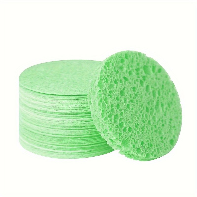 10pcs Round Facial Cleansing & Exfoliating Compressed Sponge, Suitable For Home Use Or Traveling