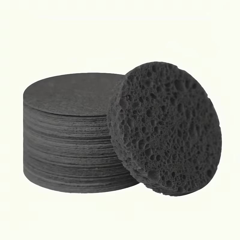10pcs Round Facial Cleansing & Exfoliating Compressed Sponge, Suitable For Home Use Or Traveling