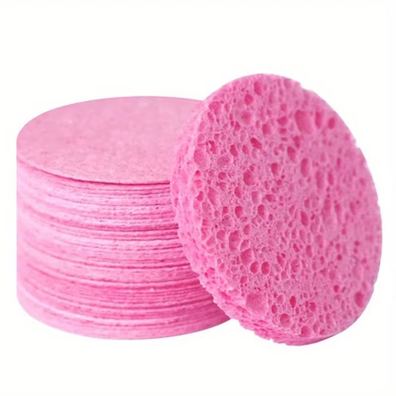 10pcs Round Facial Cleansing & Exfoliating Compressed Sponge, Suitable For Home Use Or Traveling