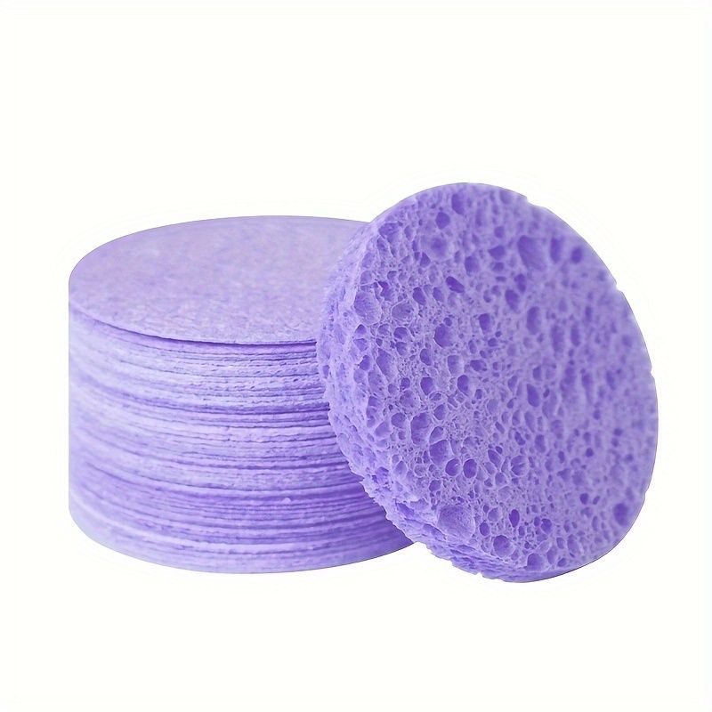 10pcs Round Facial Cleansing & Exfoliating Compressed Sponge, Suitable For Home Use Or Traveling