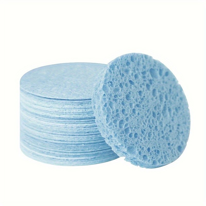 10pcs Round Facial Cleansing & Exfoliating Compressed Sponge, Suitable For Home Use Or Traveling