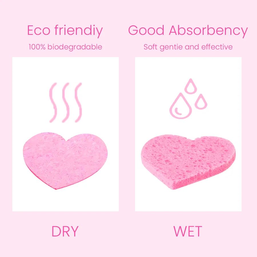 20 Pieces Facial Sponges Heart Shape Compressed Facial Sponges Natural Facial Cleansing Sponges Pads Exfoliating Sponges