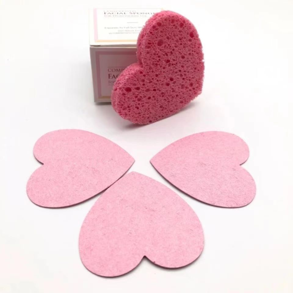 20 Pieces Facial Sponges Heart Shape Compressed Facial Sponges Natural Facial Cleansing Sponges Pads Exfoliating Sponges