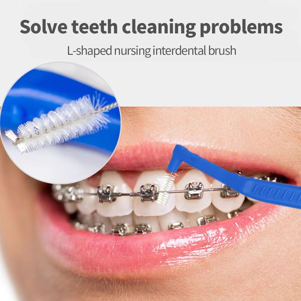 20pcs Angled Interdental Brush For Orthodontic Braces Micro Soft Brush For Dental Brackets Cleaning L Shaped Short Handle Brushes