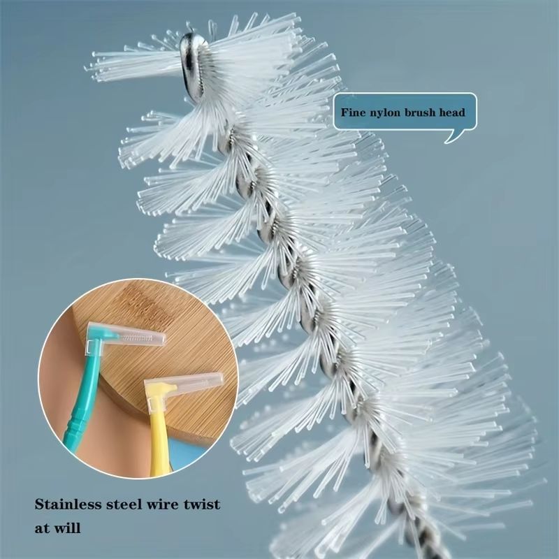 10pcs Angled Interdental Brush For Orthodontic Braces Micro Soft Brush For Dental Brackets Cleaning L Shaped Short Handle Brushes