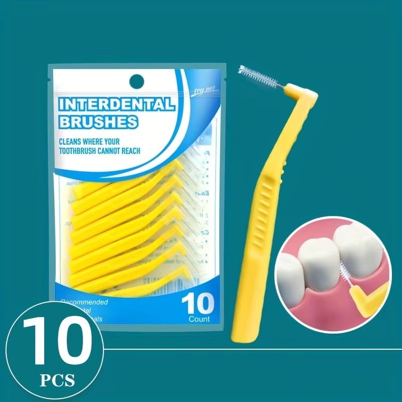 10pcs Angled Interdental Brush For Orthodontic Braces Micro Soft Brush For Dental Brackets Cleaning L Shaped Short Handle Brushes