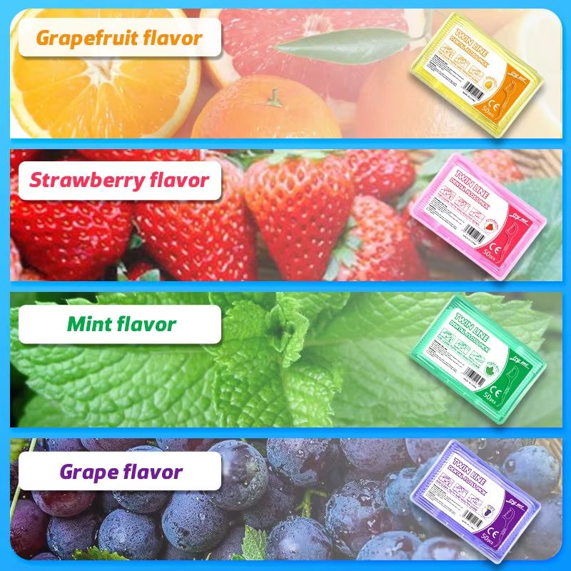 50Pcs/Box Colorful Fruit Flavor Dental Floss Pick Teeth Cleaner With Storage Box Double Line High Tensile Force Teeth Stick