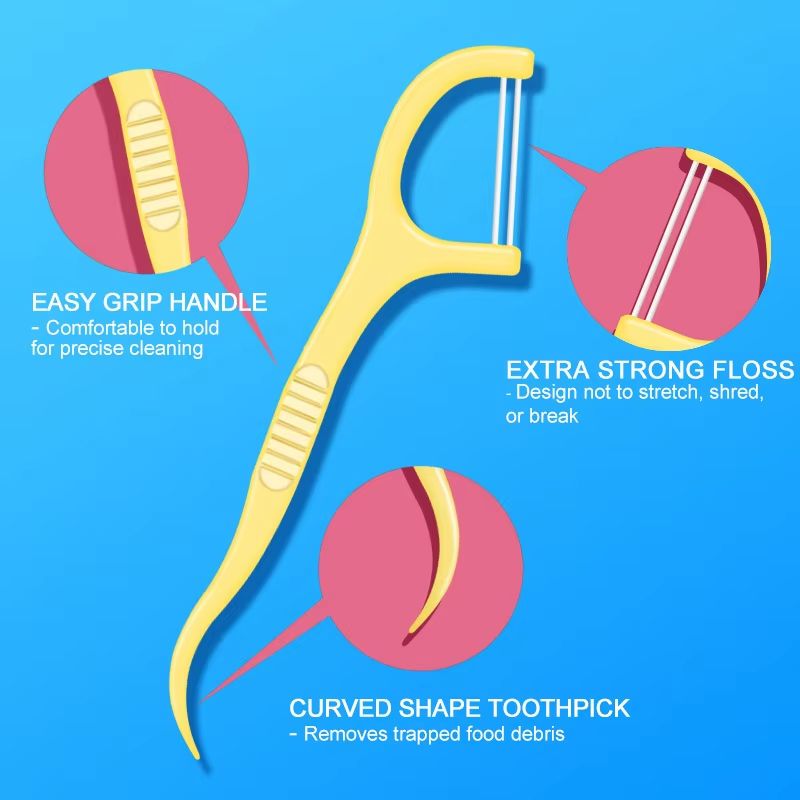 50Pcs/Box Colorful Fruit Flavor Dental Floss Pick Teeth Cleaner With Storage Box Double Line High Tensile Force Teeth Stick