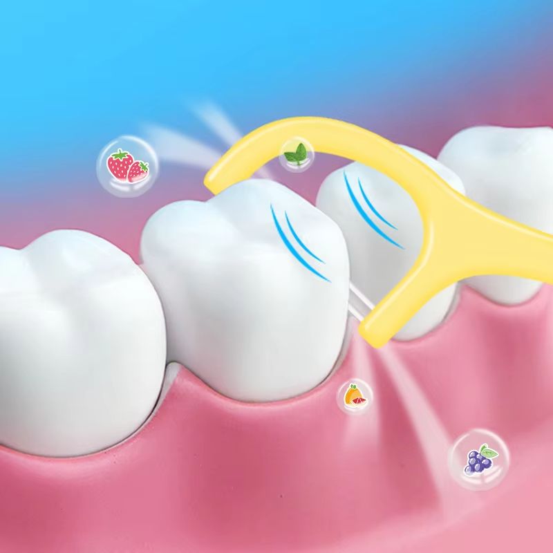 50Pcs/Box Colorful Fruit Flavor Dental Floss Pick Teeth Cleaner With Storage Box Double Line High Tensile Force Teeth Stick