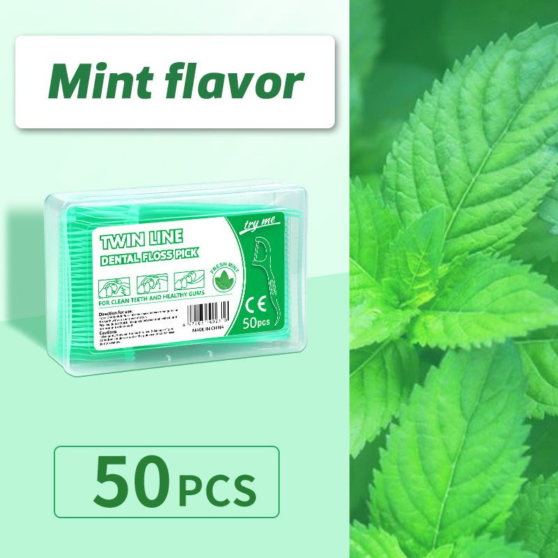 50Pcs/Box Colorful Fruit Flavor Dental Floss Pick Teeth Cleaner With Storage Box Double Line High Tensile Force Teeth Stick