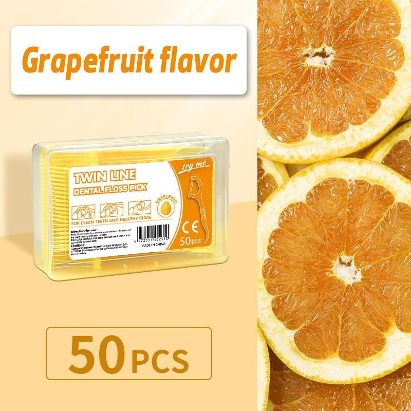 50Pcs/Box Colorful Fruit Flavor Dental Floss Pick Teeth Cleaner With Storage Box Double Line High Tensile Force Teeth Stick