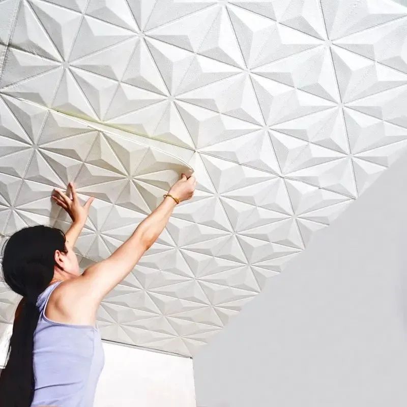 35*35cm Ceiling Bedroom 3d Wall Stickers Wallpaper Room Decor Anti-collision Background Waterproof Peel and Stick Decoration