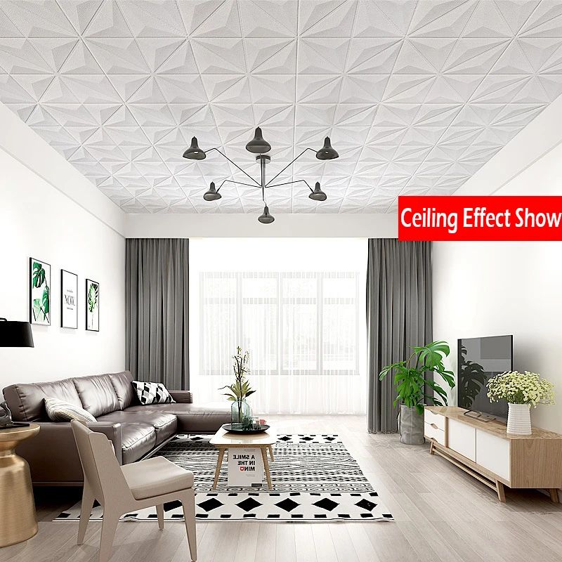 35*35cm Ceiling Bedroom 3d Wall Stickers Wallpaper Room Decor Anti-collision Background Waterproof Peel and Stick Decoration