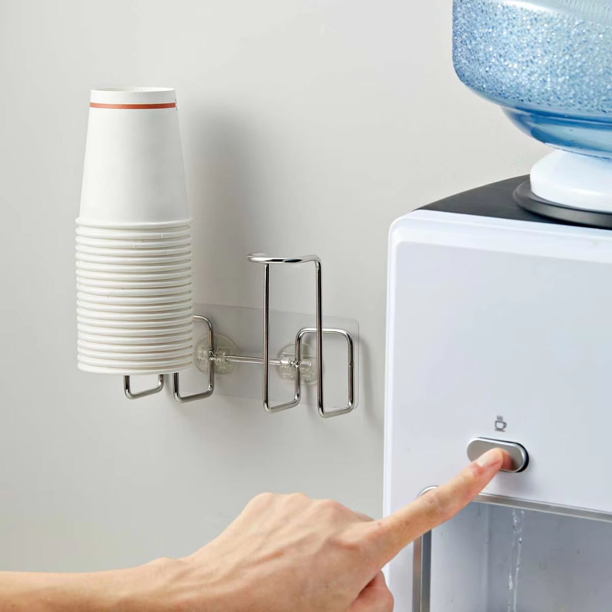Wall Mounted Paper Cup Storage Rack For Water Dispenser Disposable Water Cup Holder Punch Free Kitchen Organizer