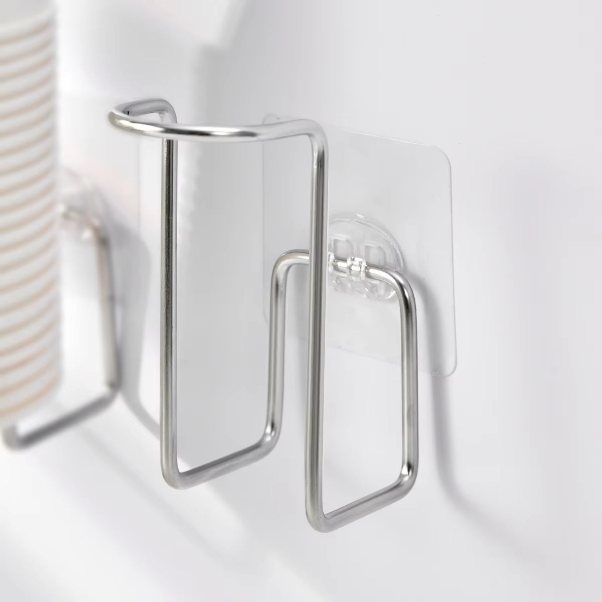 Wall Mounted Paper Cup Storage Rack For Water Dispenser Disposable Water Cup Holder Punch Free Kitchen Organizer