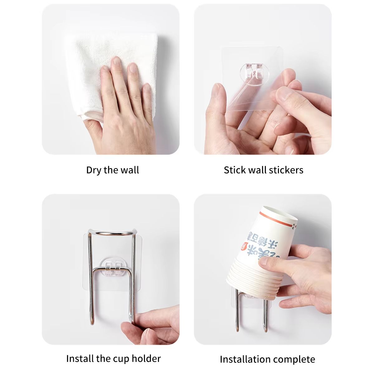 Wall Mounted Paper Cup Storage Rack For Water Dispenser Disposable Water Cup Holder Punch Free Kitchen Organizer