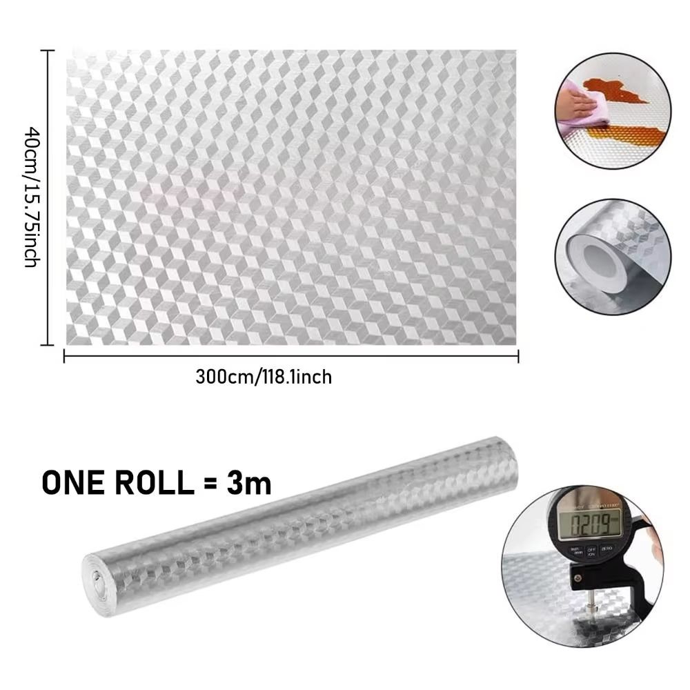 Kitchen Wallpaper Stickers Self Adhesive Aluminum Foil Oil Proof Waterproof Stickers for Countertop Drawer Cabinets Film Sticke