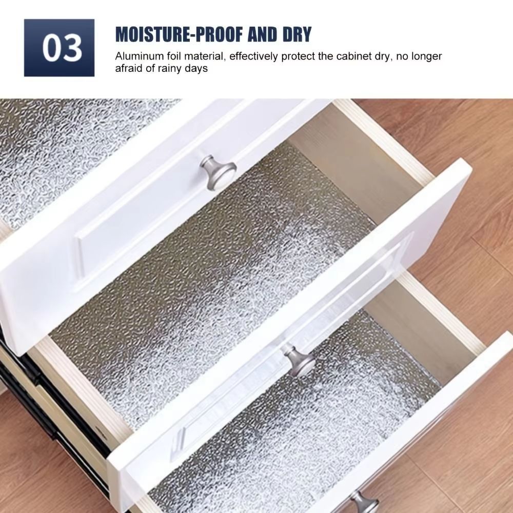 Kitchen Wallpaper Stickers Self Adhesive Aluminum Foil Oil Proof Waterproof Stickers for Countertop Drawer Cabinets Film Sticke