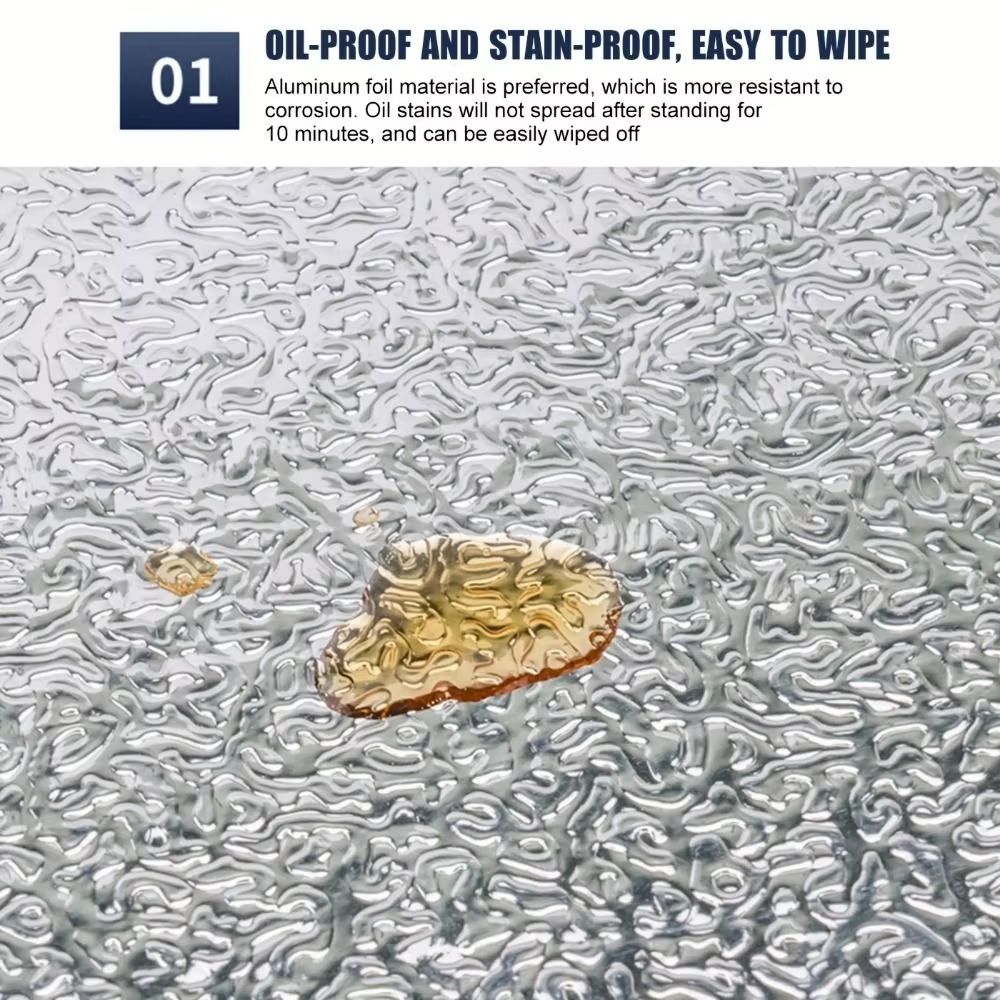 Kitchen Wallpaper Stickers Self Adhesive Aluminum Foil Oil Proof Waterproof Stickers for Countertop Drawer Cabinets Film Sticke