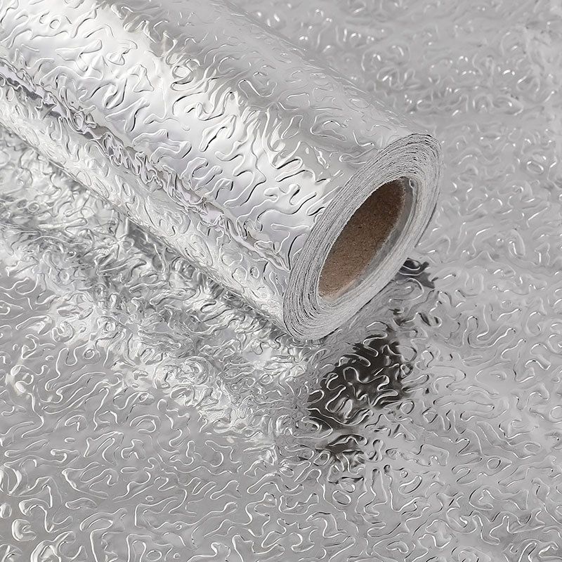 Kitchen Wallpaper Stickers Self Adhesive Aluminum Foil Oil Proof Waterproof Stickers for Countertop Drawer Cabinets Film Sticke