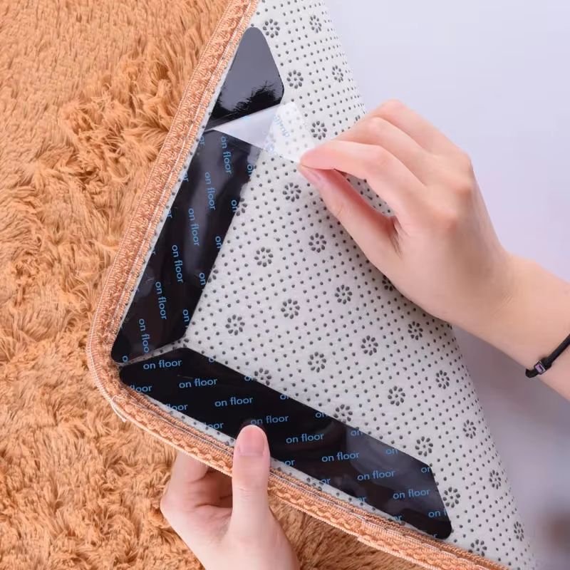 8/16 Pcs Rug Tape, Non Slip Rug Pads Grippers for Hardwood Floors and Tiles, Reusable Carpet Tape for Area Rugs, Double-Sided Adhesive Rug Stickers Keep Corners Flat
