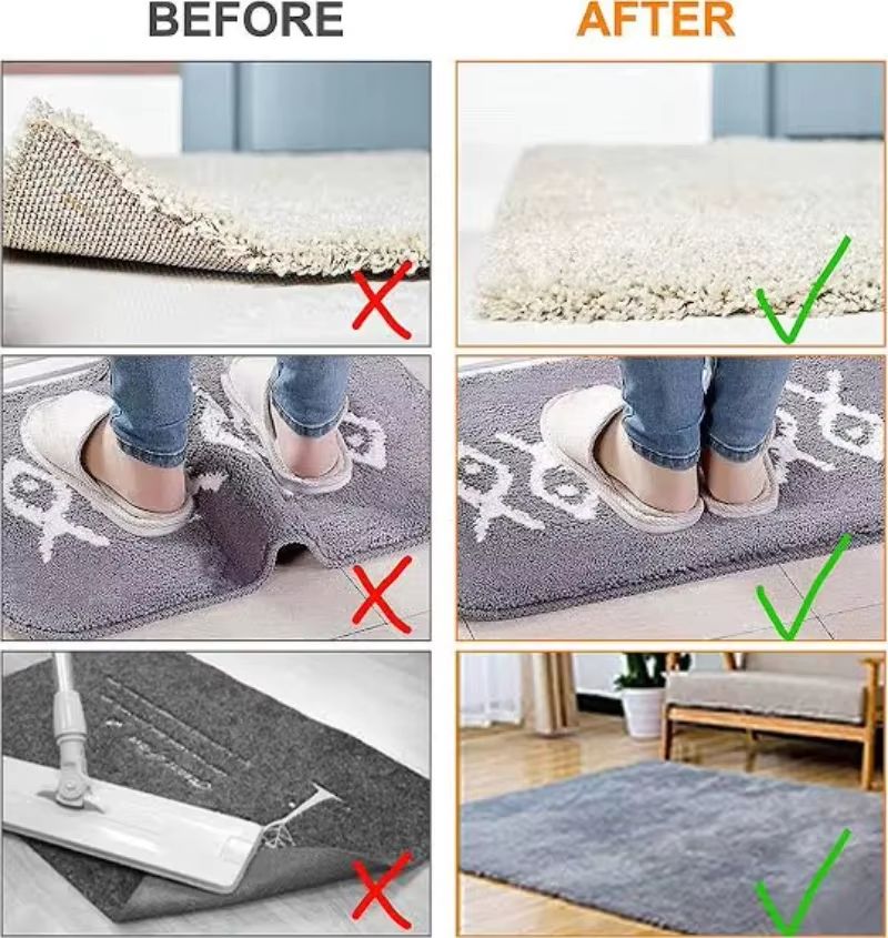 8/16 Pcs Rug Tape, Non Slip Rug Pads Grippers for Hardwood Floors and Tiles, Reusable Carpet Tape for Area Rugs, Double-Sided Adhesive Rug Stickers Keep Corners Flat