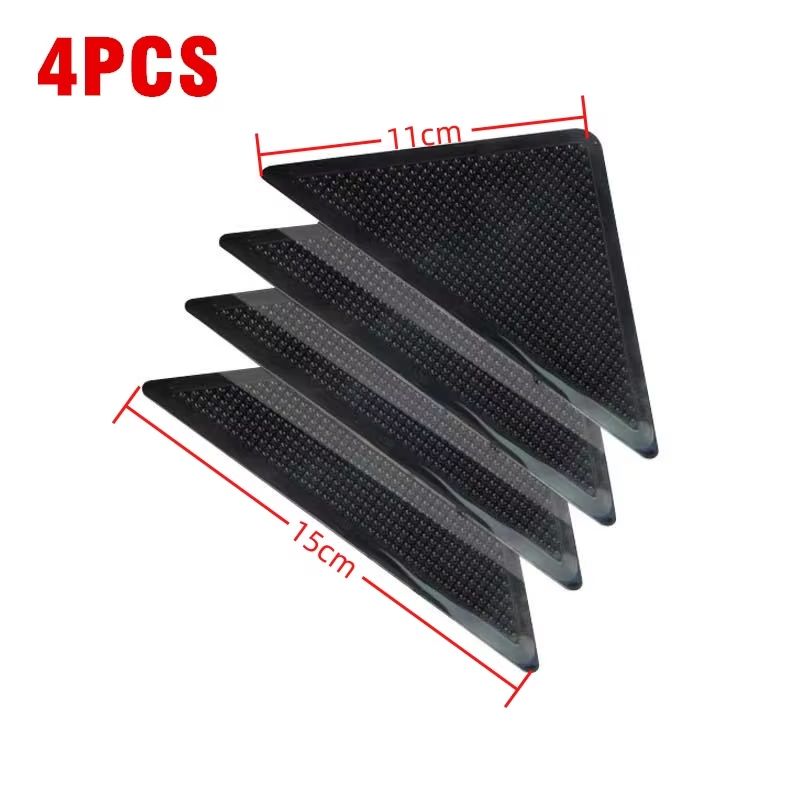 4pcs Carpet Non-slip Stickers Self-Adhesive Anti Skid Grip Tape Carpet Floor Mat Fixed Sticker Rug Gripper Right-angle L-shape