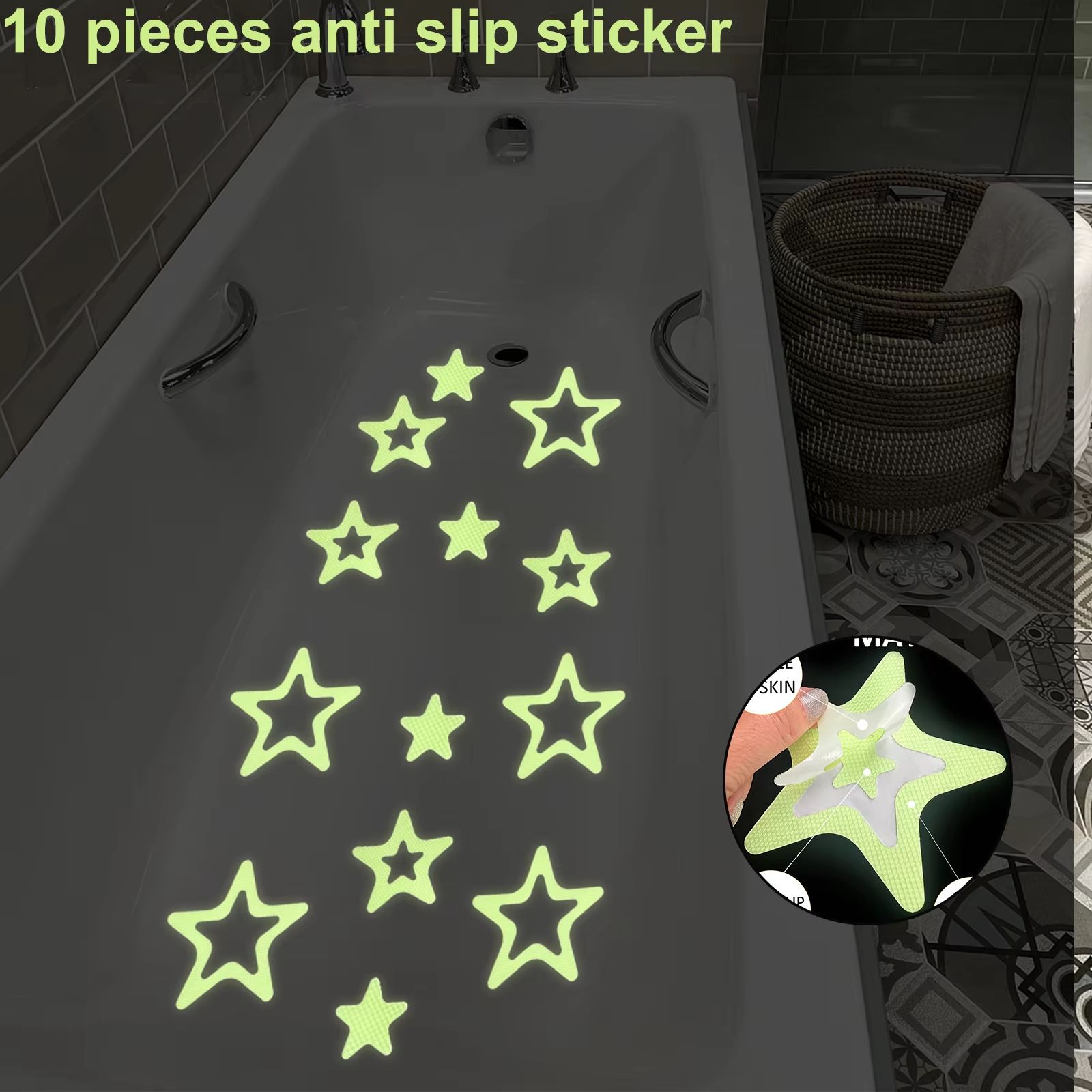 30 pieces Fluorescence Anti-skid Tape For Children's floor, Stairs, Steps, Bathroom Anti-skid Strip Bathtub Non-slip Sticker