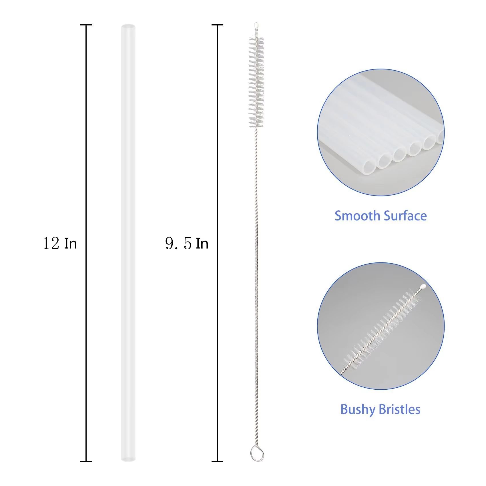 Replacement Straws for Stanley 40oz Adventure Quencher Travel Tumbler, Reusable Plastic Straws with Cleaning Brush