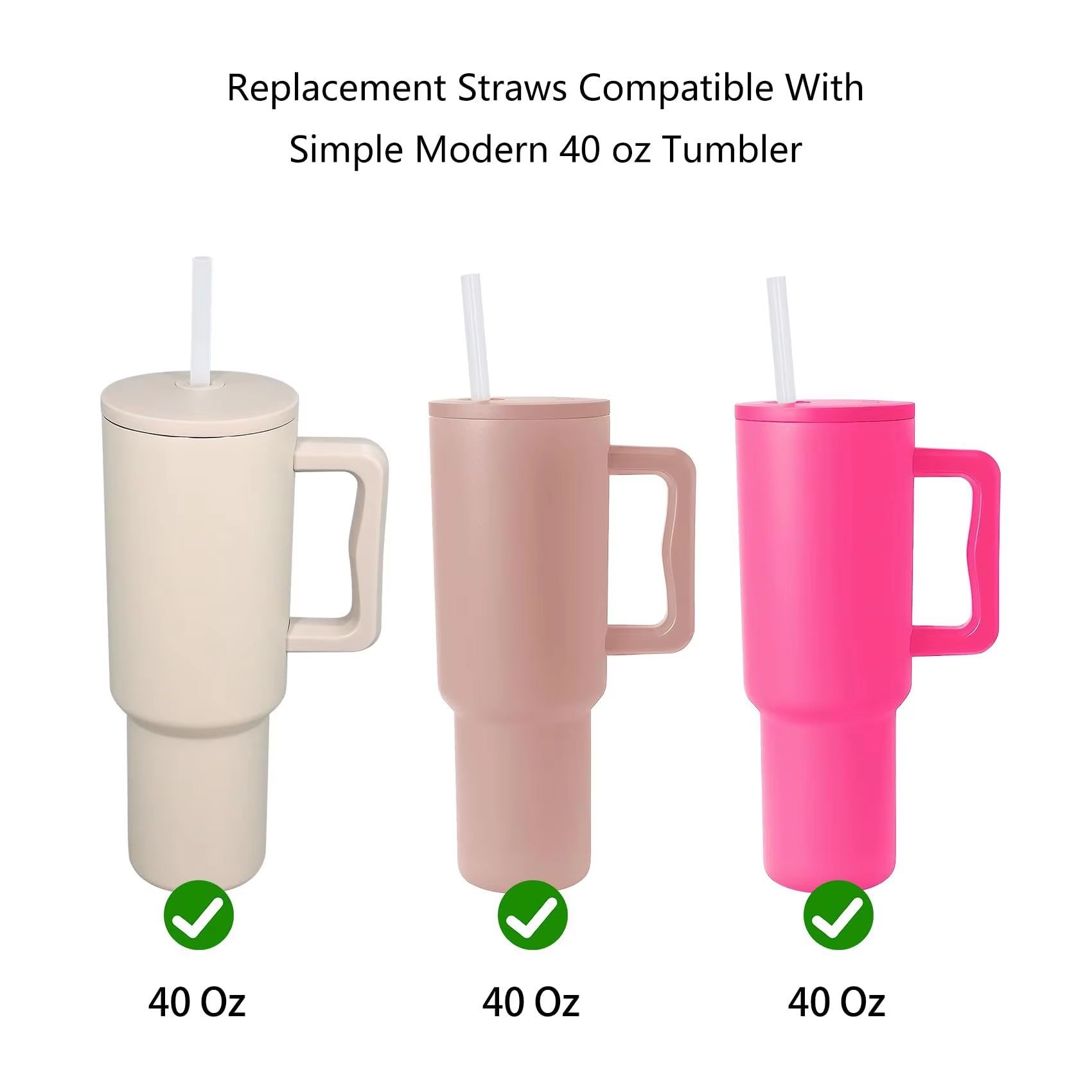 Replacement Straws for Stanley 40oz Adventure Quencher Travel Tumbler, Reusable Plastic Straws with Cleaning Brush