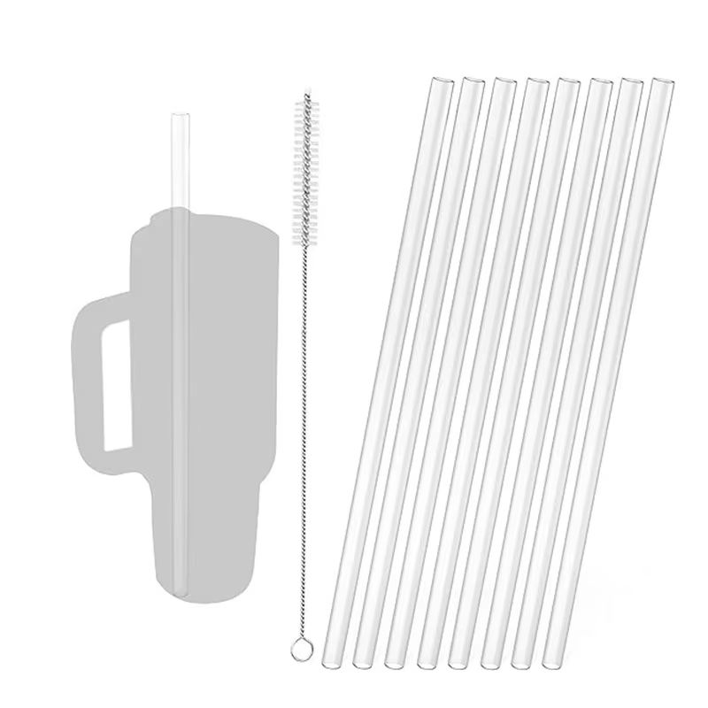 Replacement Straws for Stanley 40oz Adventure Quencher Travel Tumbler, Reusable Plastic Straws with Cleaning Brush
