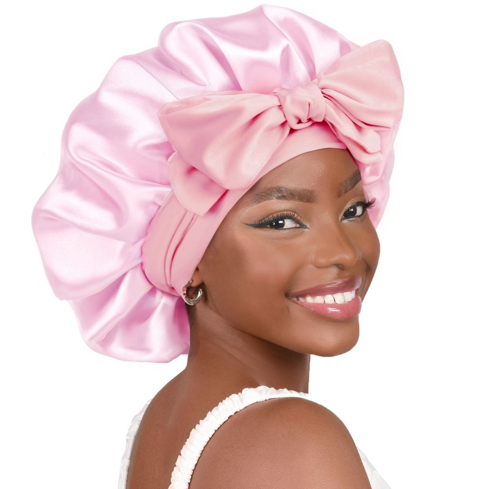 Satin Bonnet Silk Bonnet Adjustable Bonne For Sleeping Hair Bonnet With Tie Band Bonnets For Women Men