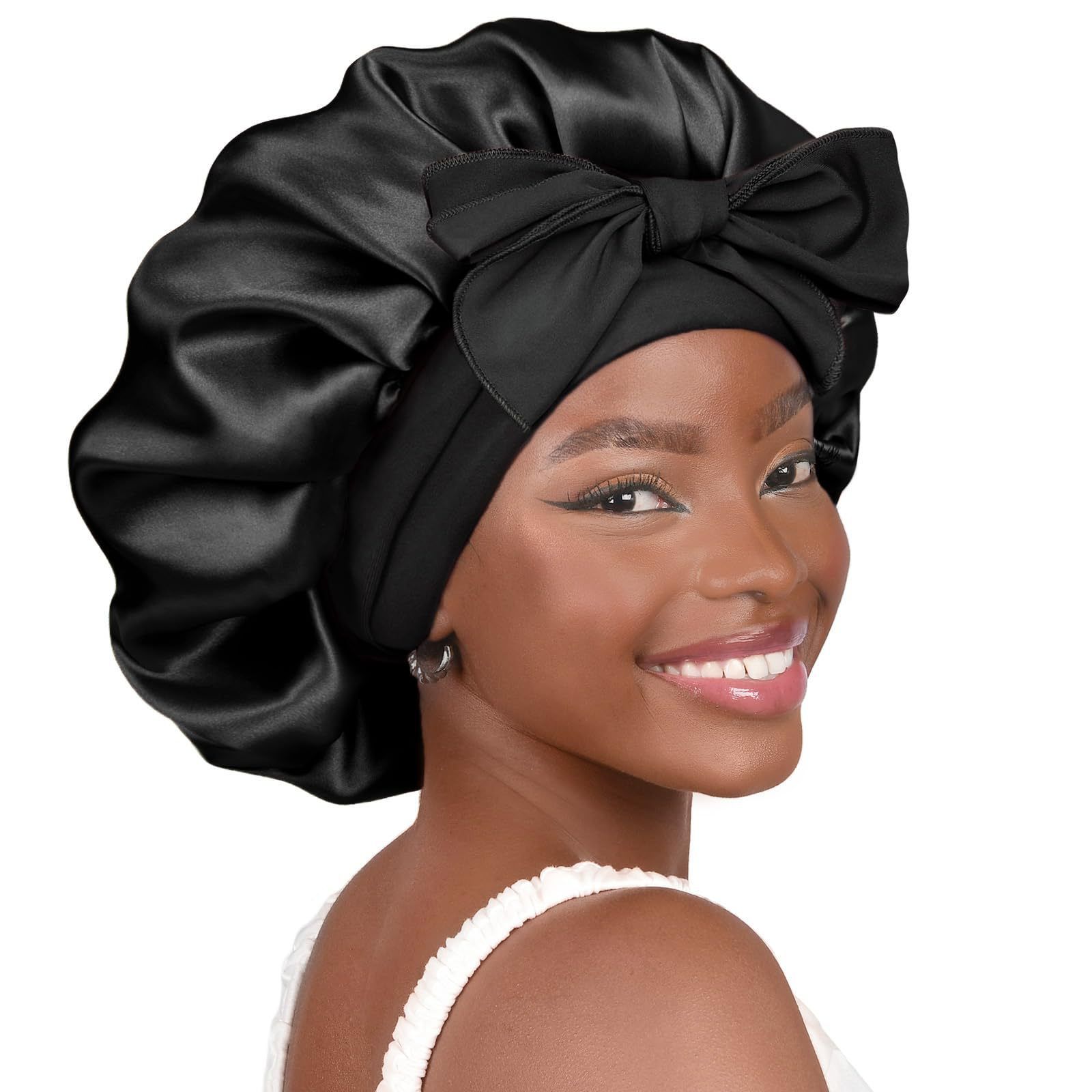 Satin Bonnet Silk Bonnet Adjustable Bonne For Sleeping Hair Bonnet With Tie Band Bonnets For Women Men