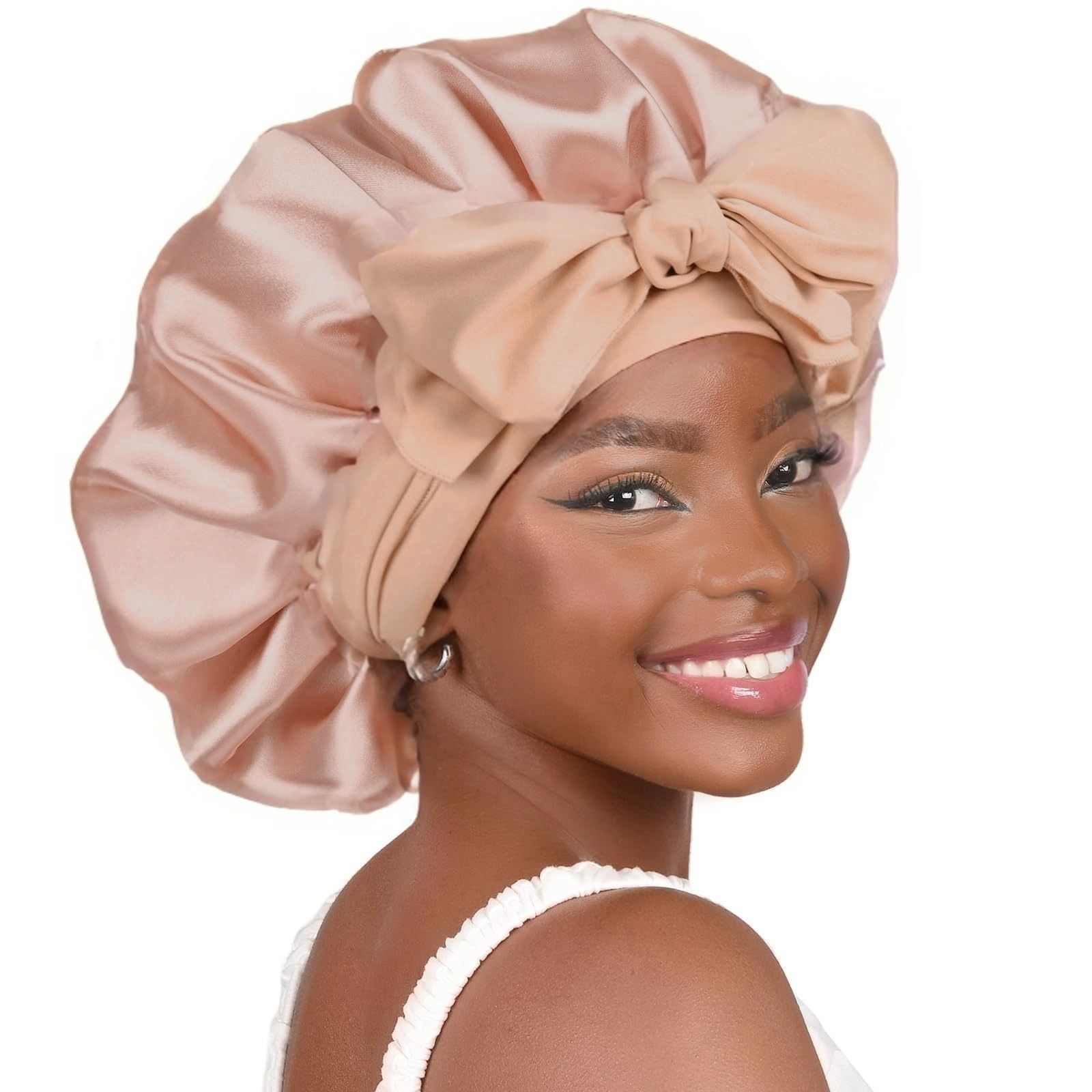 Satin Bonnet Silk Bonnet Adjustable Bonne For Sleeping Hair Bonnet With Tie Band Bonnets For Women Men