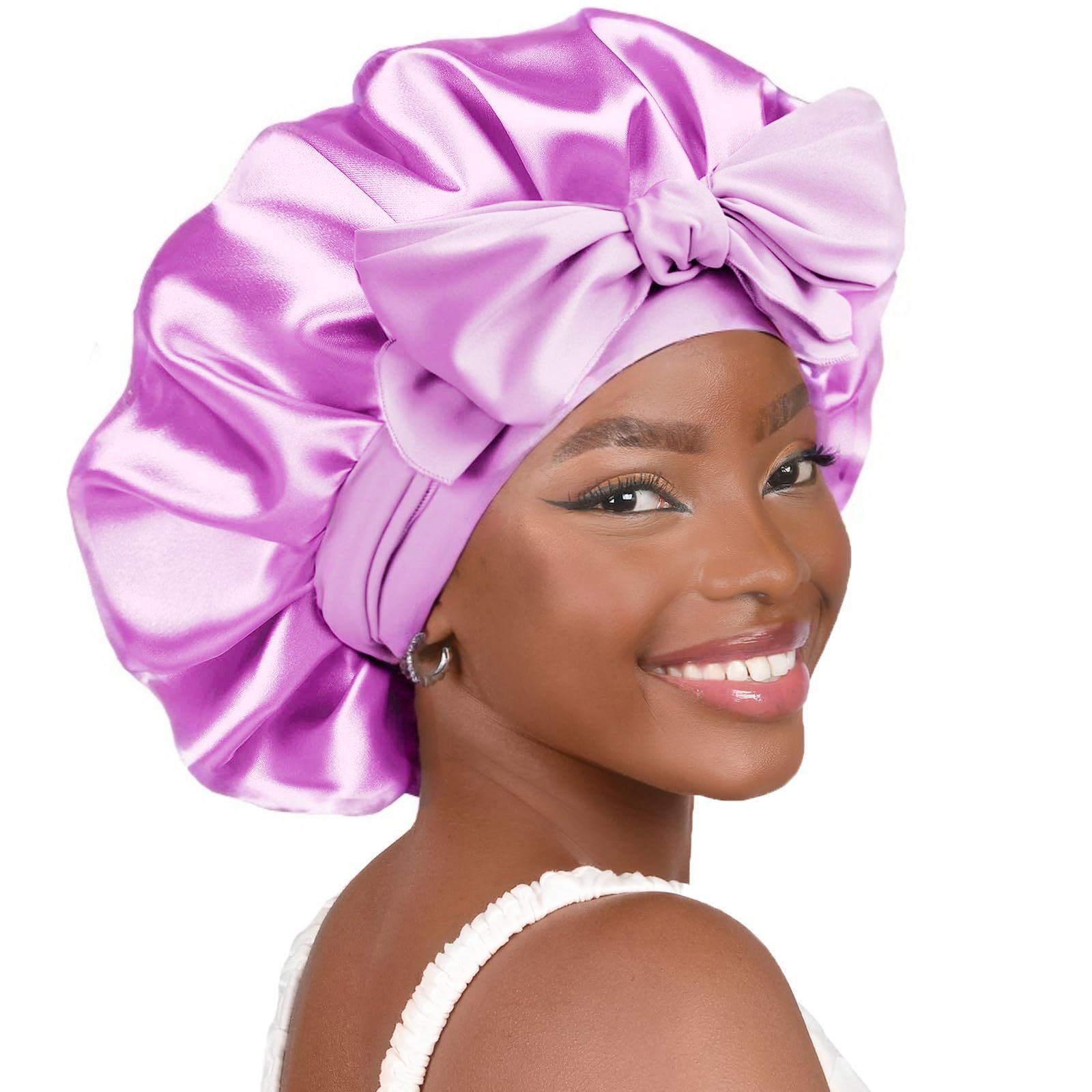 Satin Bonnet Silk Bonnet Adjustable Bonne For Sleeping Hair Bonnet With Tie Band Bonnets For Women Men