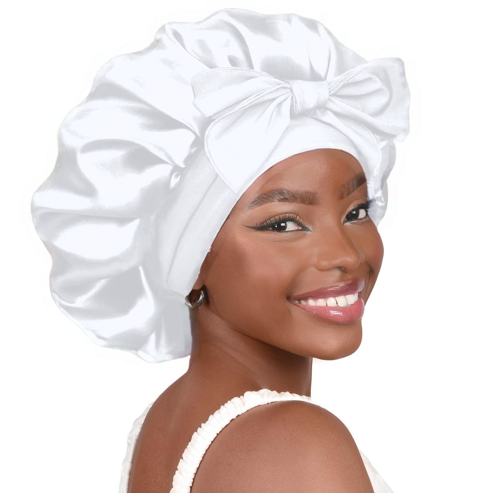 Satin Bonnet Silk Bonnet Adjustable Bonne For Sleeping Hair Bonnet With Tie Band Bonnets For Women Men