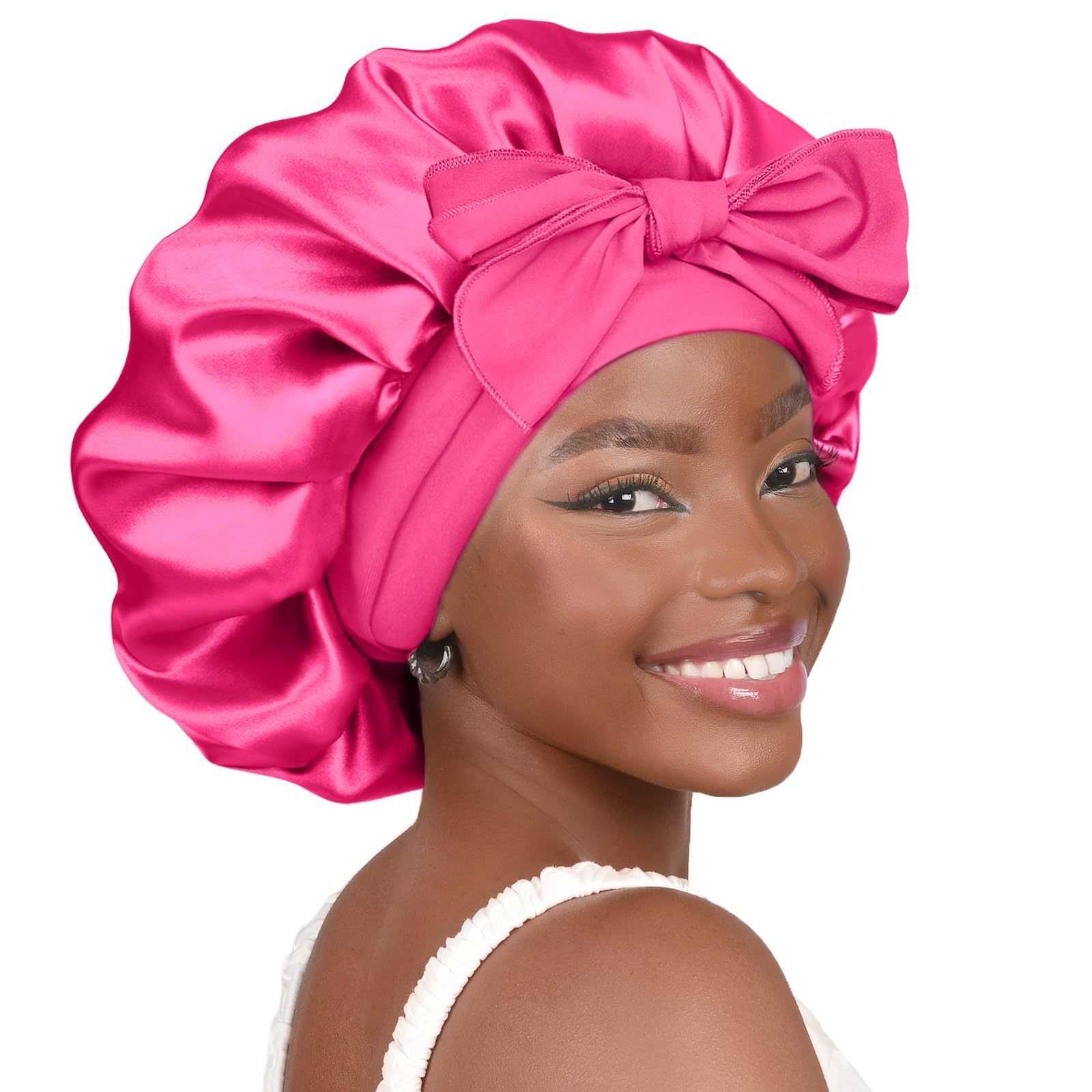 Satin Bonnet Silk Bonnet Adjustable Bonne For Sleeping Hair Bonnet With Tie Band Bonnets For Women Men