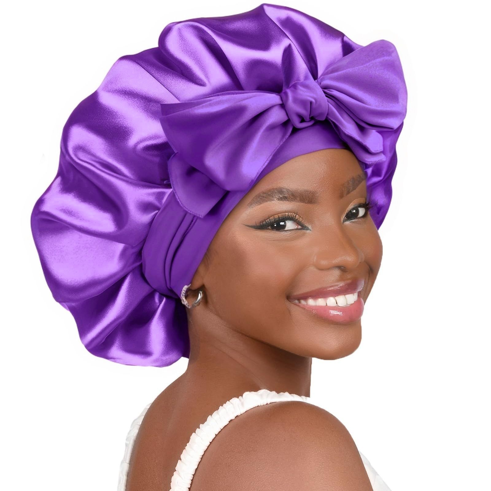 Satin Bonnet Silk Bonnet Adjustable Bonne For Sleeping Hair Bonnet With Tie Band Bonnets For Women Men