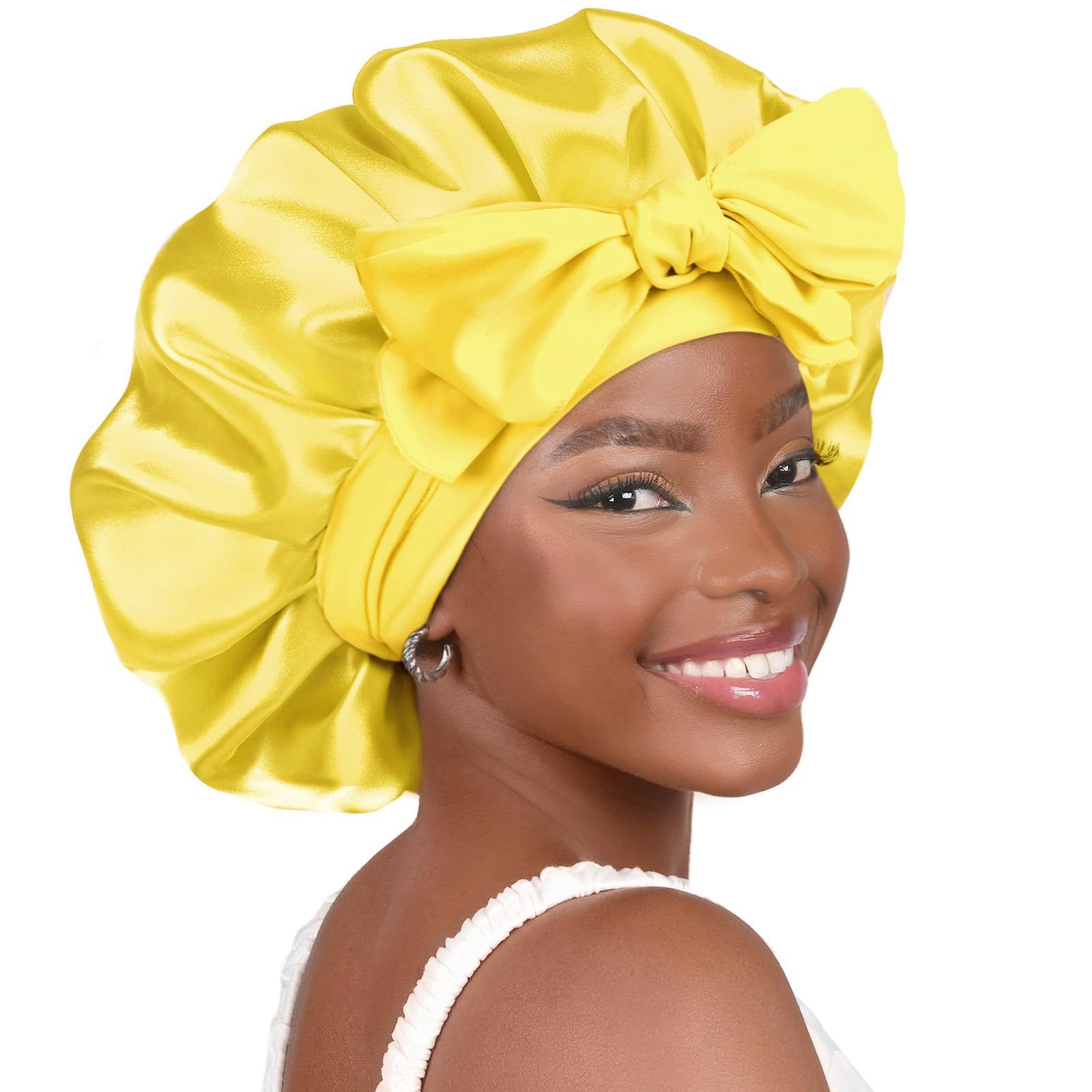 Satin Bonnet Silk Bonnet Adjustable Bonne For Sleeping Hair Bonnet With Tie Band Bonnets For Women Men
