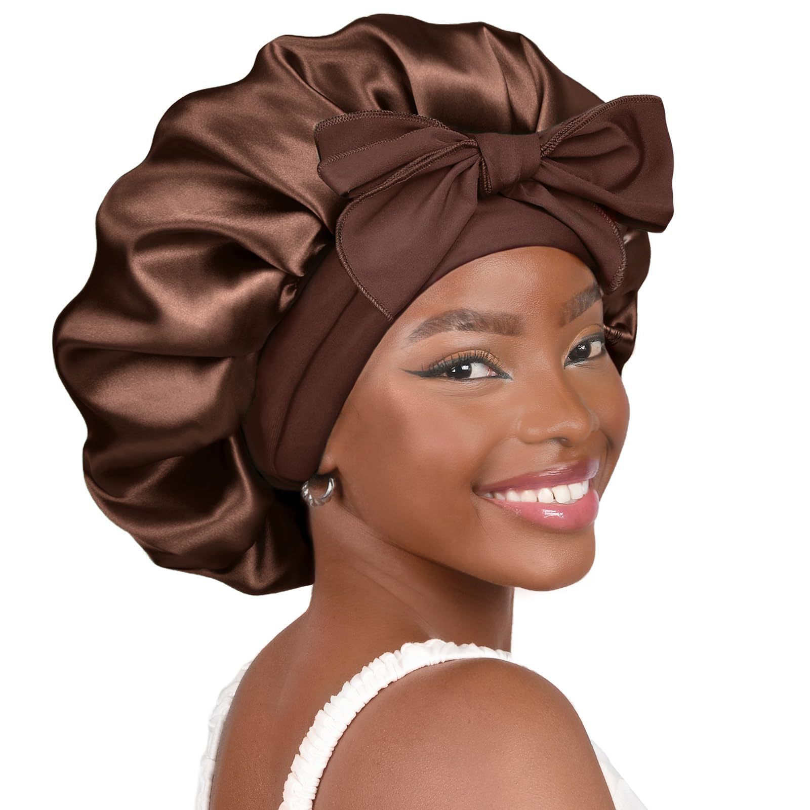 Satin Bonnet Silk Bonnet Adjustable Bonne For Sleeping Hair Bonnet With Tie Band Bonnets For Women Men