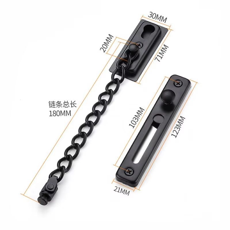 Security Door Sliding Chain Lock Safety Punch Free Stainless Steel Door Chain Lock Anti-theft Door Chain Latch Buckle