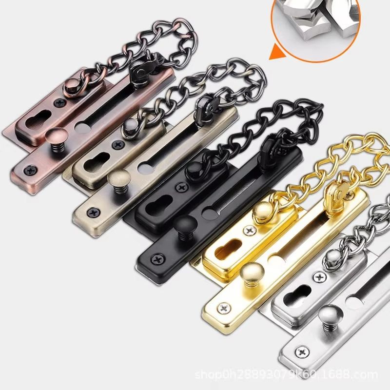 Security Door Sliding Chain Lock Safety Punch Free Stainless Steel Door Chain Lock Anti-theft Door Chain Latch Buckle