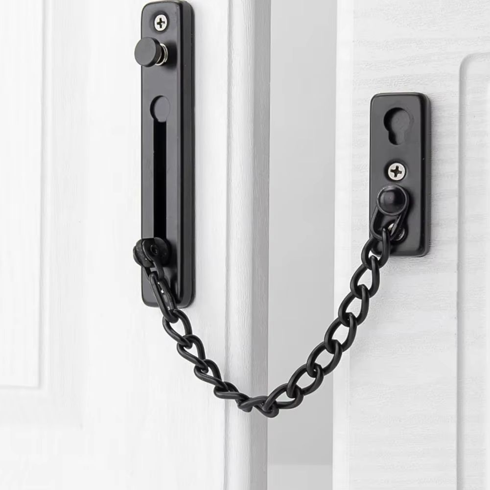 Security Door Sliding Chain Lock Safety Punch Free Stainless Steel Door Chain Lock Anti-theft Door Chain Latch Buckle