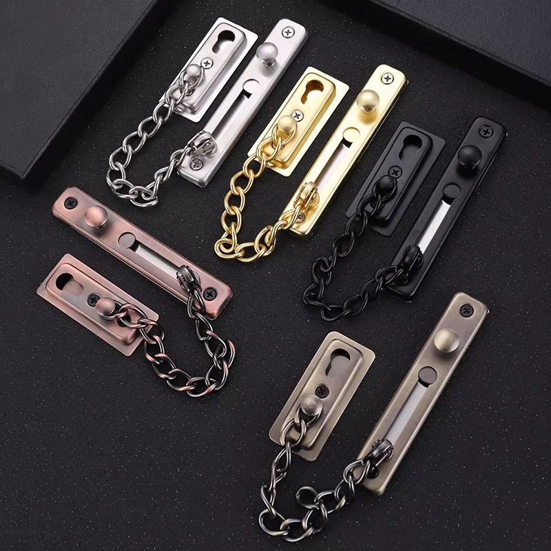 Security Door Sliding Chain Lock Safety Punch Free Stainless Steel Door Chain Lock Anti-theft Door Chain Latch Buckle