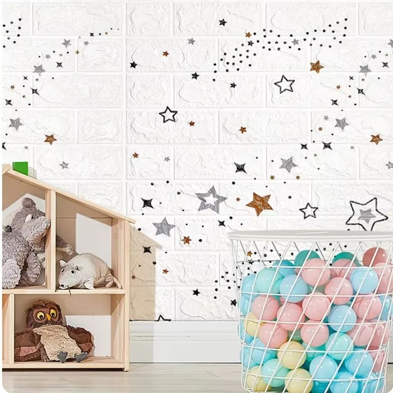 1Pcs 70*77cm Self-Adhesive Panels 3D Soft Crash Foam Wallpaper Imitation Brick Wall Stickers Living Room Kid Bedroom Decor
